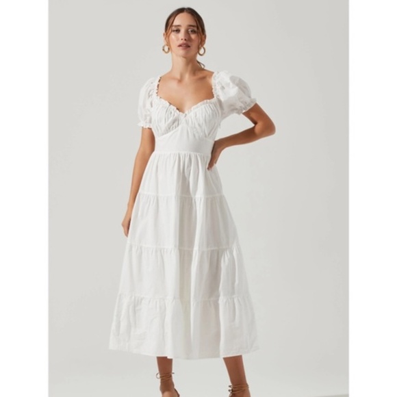 Revolve ASTR Sweetheart Neck Tiered Ruffle Cotton Midi Dress - Picture 6 of 17